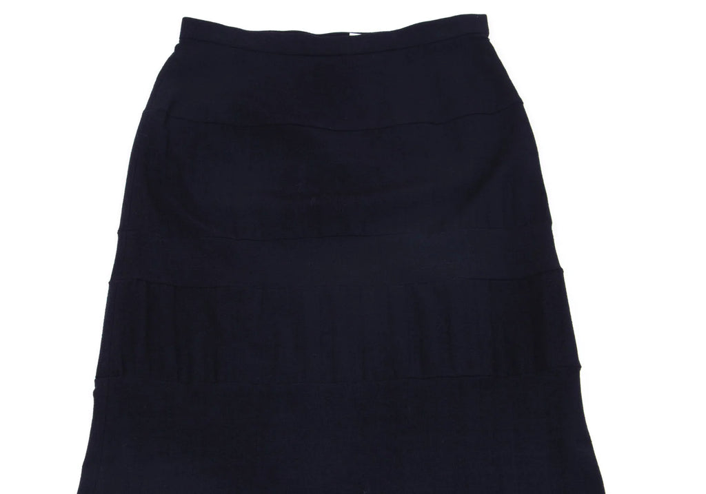 COMME des GARCONS JAPAN. TRICOT. Navy Switching Stretch Wool Skirt