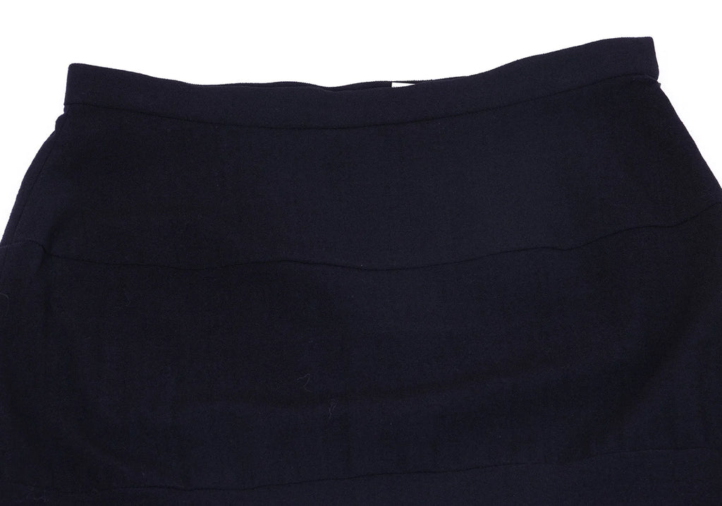 COMME des GARCONS JAPAN. TRICOT. Navy Switching Stretch Wool Skirt