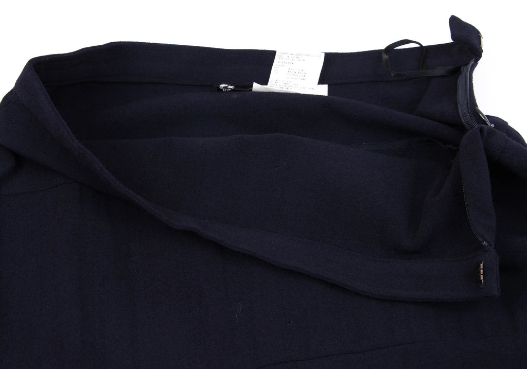 COMME des GARCONS JAPAN. TRICOT. Navy Switching Stretch Wool Skirt