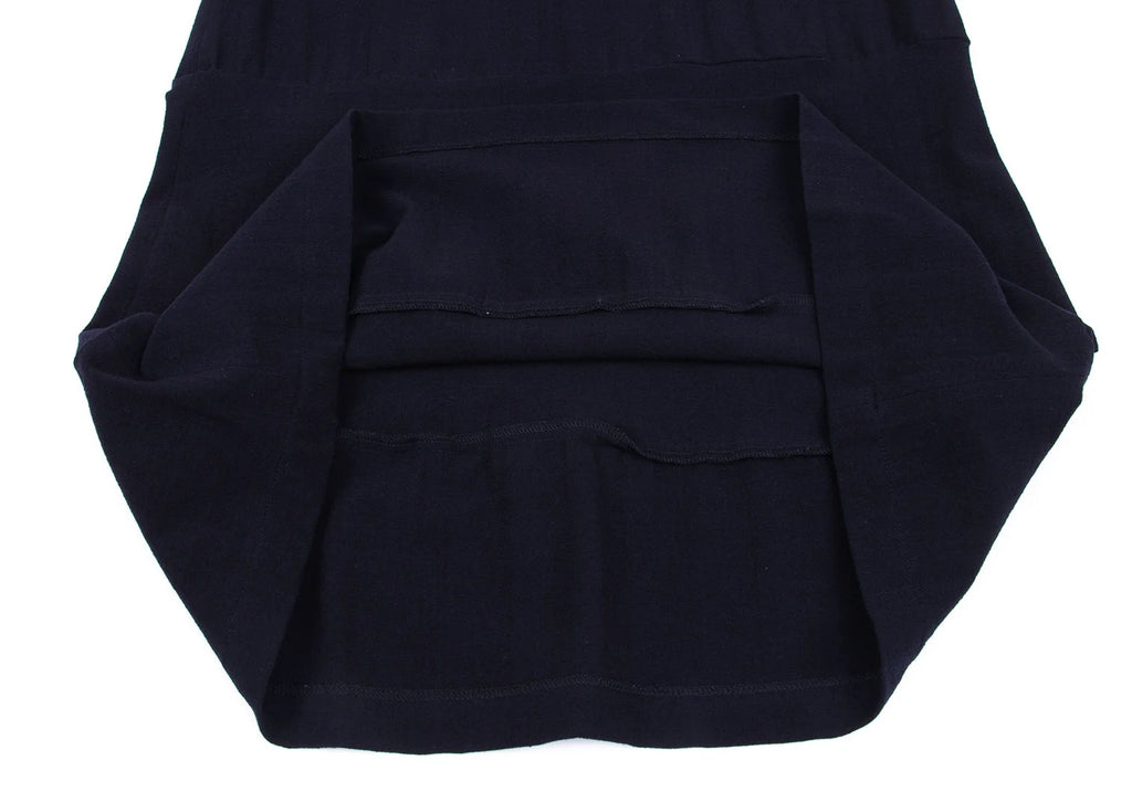 COMME des GARCONS JAPAN. TRICOT. Navy Switching Stretch Wool Skirt