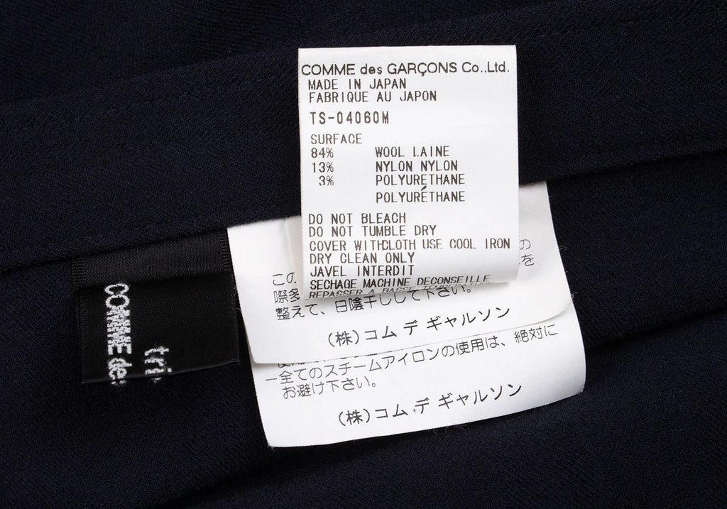 COMME des GARCONS JAPAN. TRICOT. Navy Switching Stretch Wool Skirt