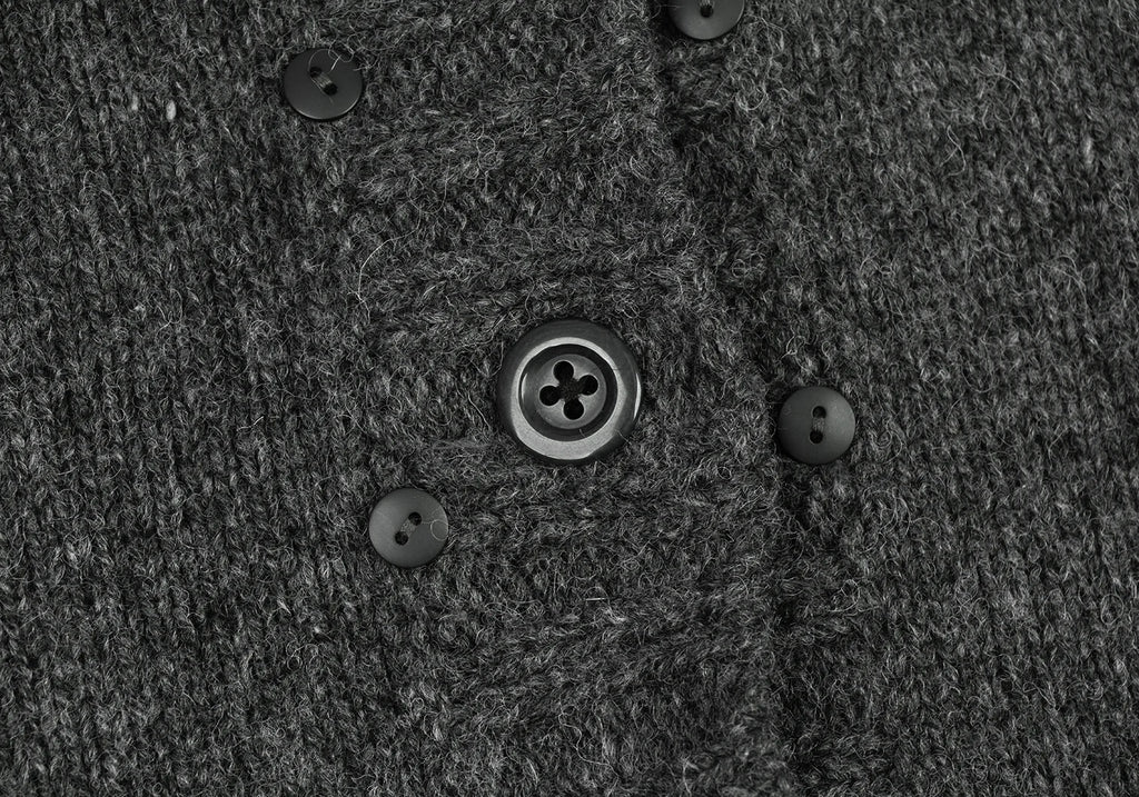 A/T ATSURO TAYAMA. Grey Open Knit Front and Back Long Cardigan w/Hood