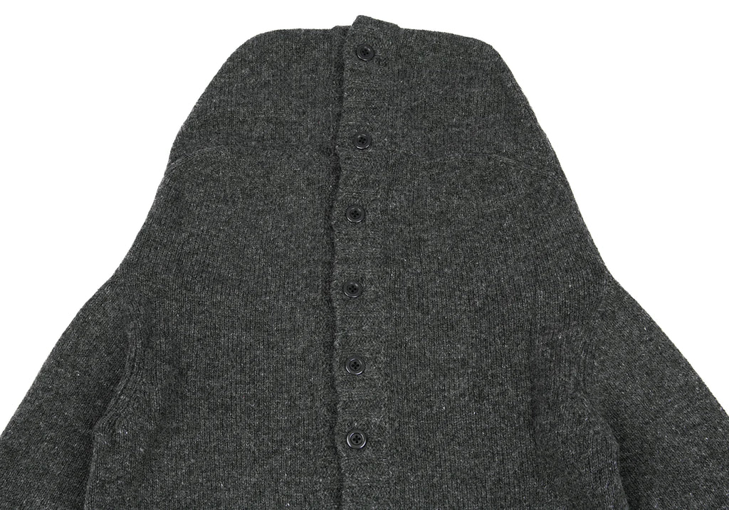 A/T ATSURO TAYAMA. Grey Open Knit Front and Back Long Cardigan w/Hood