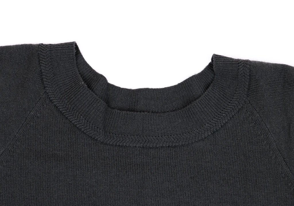 ISSEY MIYAKE JAPAN. zucca Dyed Charcoal Color Wool Short Sleeves Knit Sweater