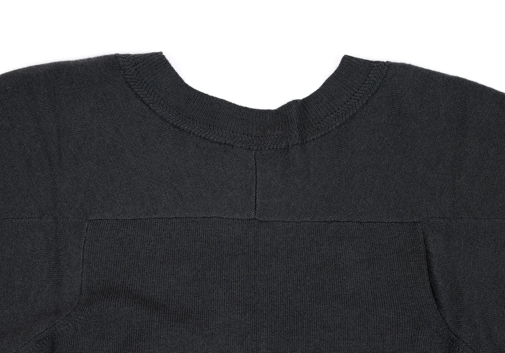 ISSEY MIYAKE JAPAN. zucca Dyed Charcoal Color Wool Short Sleeves Knit Sweater