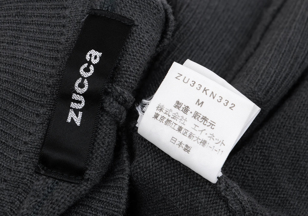 ISSEY MIYAKE JAPAN. zucca Dyed Charcoal Color Wool Short Sleeves Knit Sweater