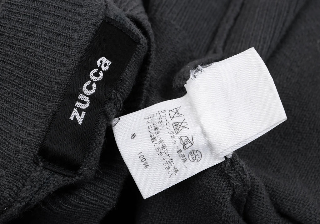 ISSEY MIYAKE JAPAN. zucca Dyed Charcoal Color Wool Short Sleeves Knit Sweater