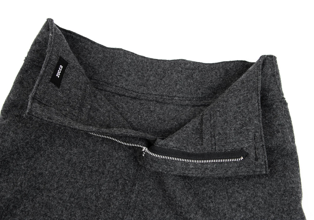 ISSEY MIYAKE JAPAN. zucca Grey Wool Front Wrap Skirt