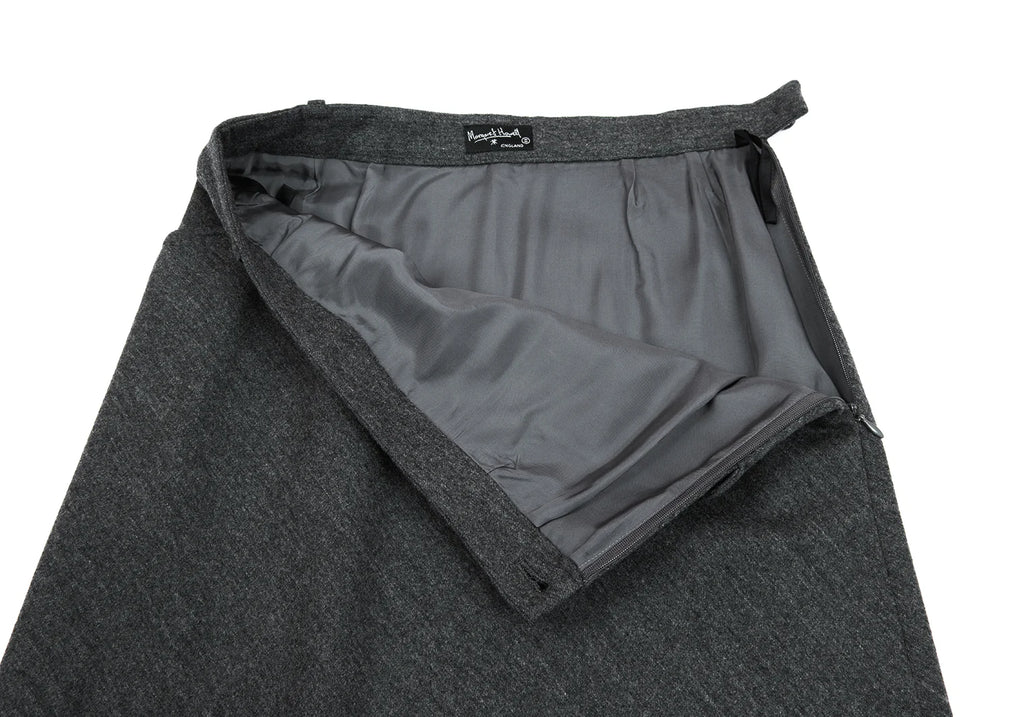 MARGARET HOWELL LONDON/TOKYO. Grey Wool Side Pocket Long Skirt