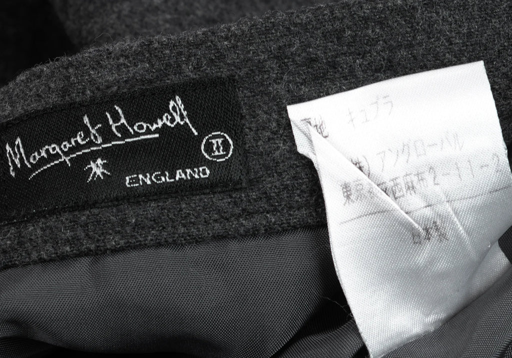 MARGARET HOWELL LONDON/TOKYO. Grey Wool Side Pocket Long Skirt