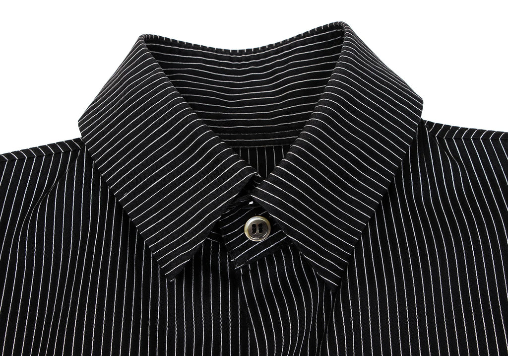 YOHJI YAMAMOTO JAPAN. Y's Black Striped Wrap Design Flare Shirt Dress