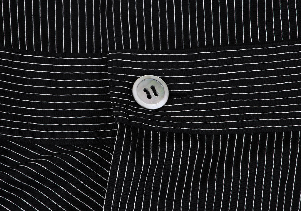 YOHJI YAMAMOTO JAPAN. Y's Black Striped Wrap Design Flare Shirt Dress