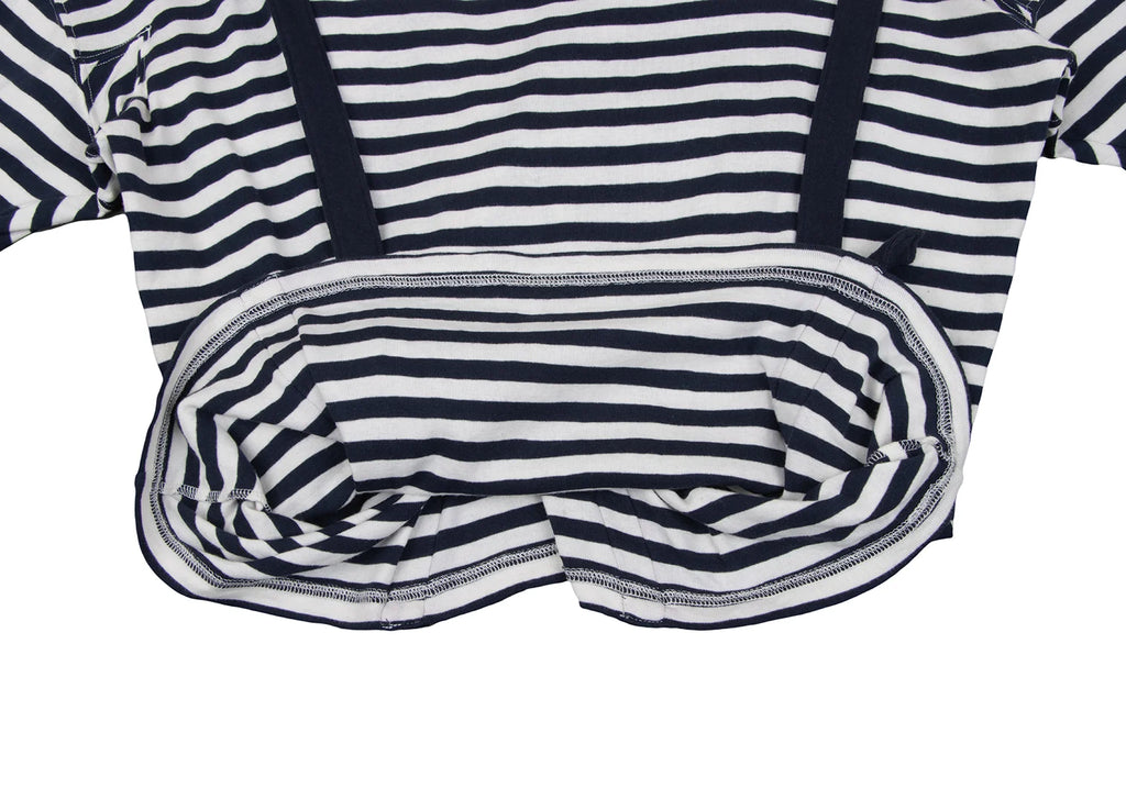 ISSEY MIYAKE JAPAN. mercibeaucoup. Navy/White Stripe Long Sleeves Suspender Design Top