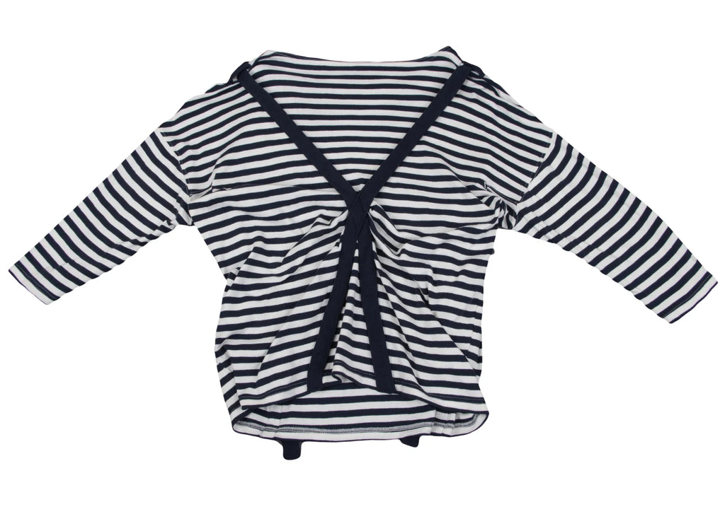 ISSEY MIYAKE JAPAN. mercibeaucoup. Navy/White Stripe Long Sleeves Suspender Design Top