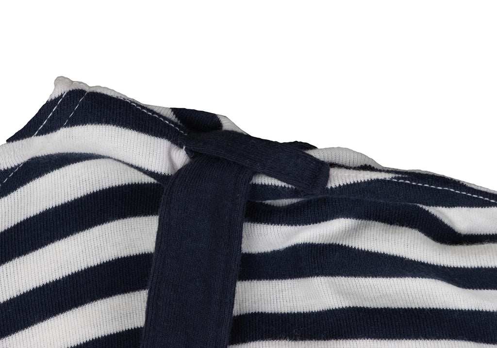 ISSEY MIYAKE JAPAN. mercibeaucoup. Navy/White Stripe Long Sleeves Suspender Design Top