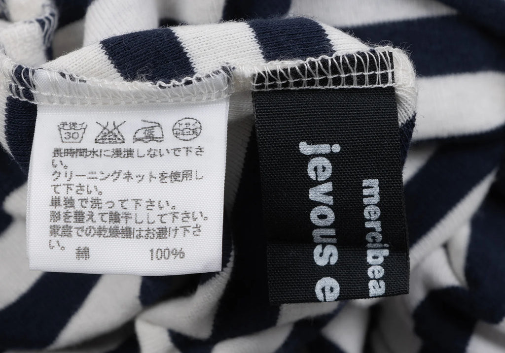 ISSEY MIYAKE JAPAN. mercibeaucoup. Navy/White Stripe Long Sleeves Suspender Design Top