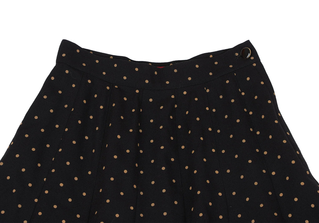 KENZO PARIS. Vintage Black Dot Printed Wool Flare Skirt