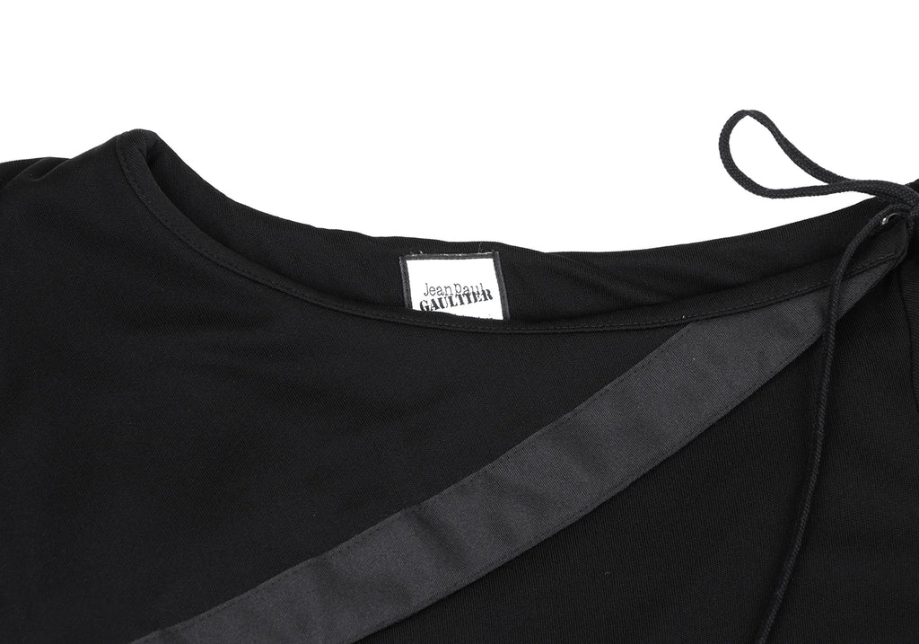 Jean Paul GAULTIER PARIS. FOR SEPT PREMIERES Black Star Embroidery Asymmetry Collar Dress