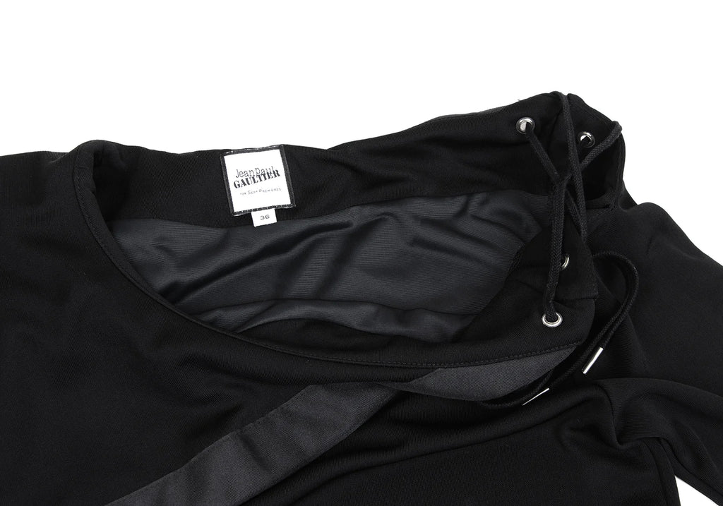 Jean Paul GAULTIER PARIS. FOR SEPT PREMIERES Black Star Embroidery Asymmetry Collar Dress