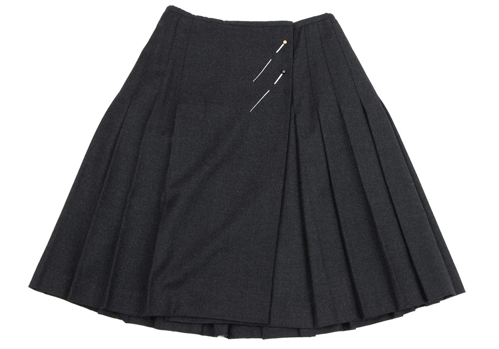 Jean Paul GAULTIER FOR SEPT PREMIERES. PARIS. Charcoal Color Wool Stretch Pleats Wrap Skirt