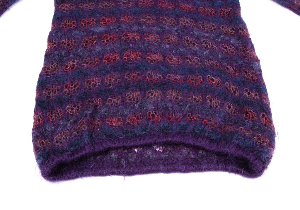 COMME des GARCONS JAPAN. JUNYA WATANABE. Openwork Purple Stripe Knit Hoodie