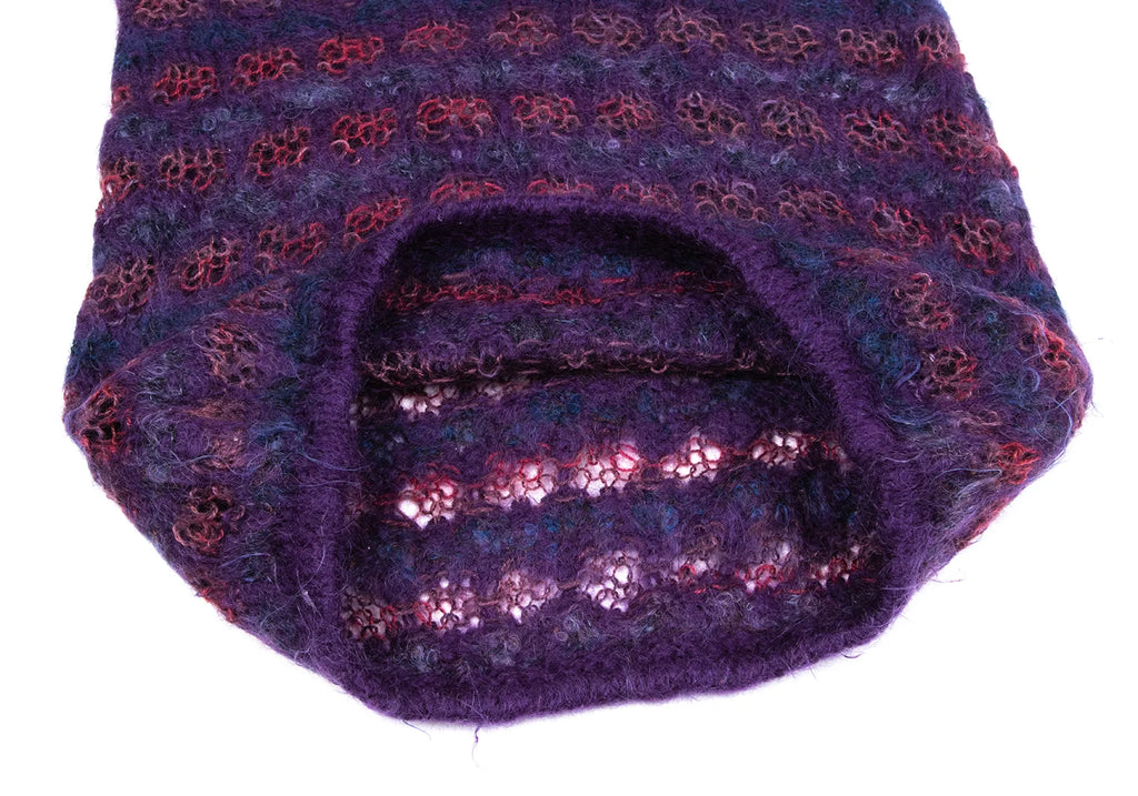 COMME des GARCONS JAPAN. JUNYA WATANABE. Openwork Purple Stripe Knit Hoodie