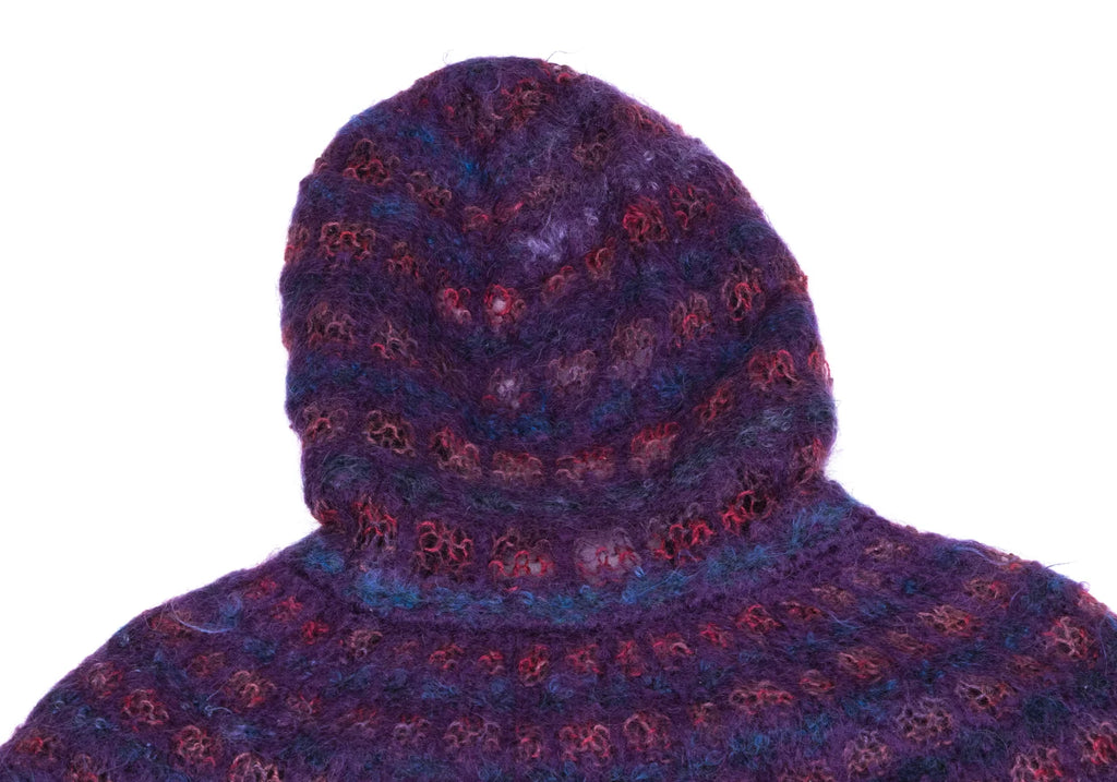 COMME des GARCONS JAPAN. JUNYA WATANABE. Openwork Purple Stripe Knit Hoodie