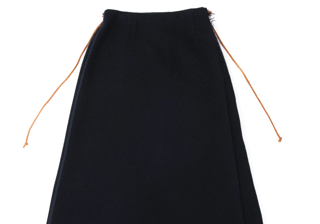 45rpm 45R JAPAN. Navy Wool Cutting Wrap Skirt