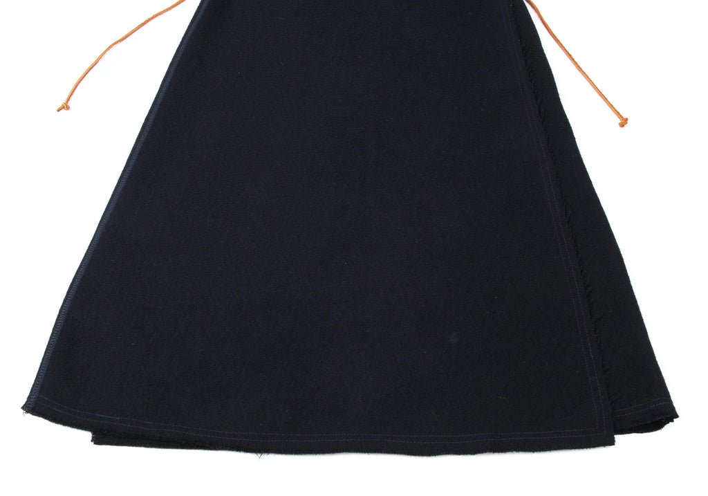 45rpm 45R JAPAN. Navy Wool Cutting Wrap Skirt
