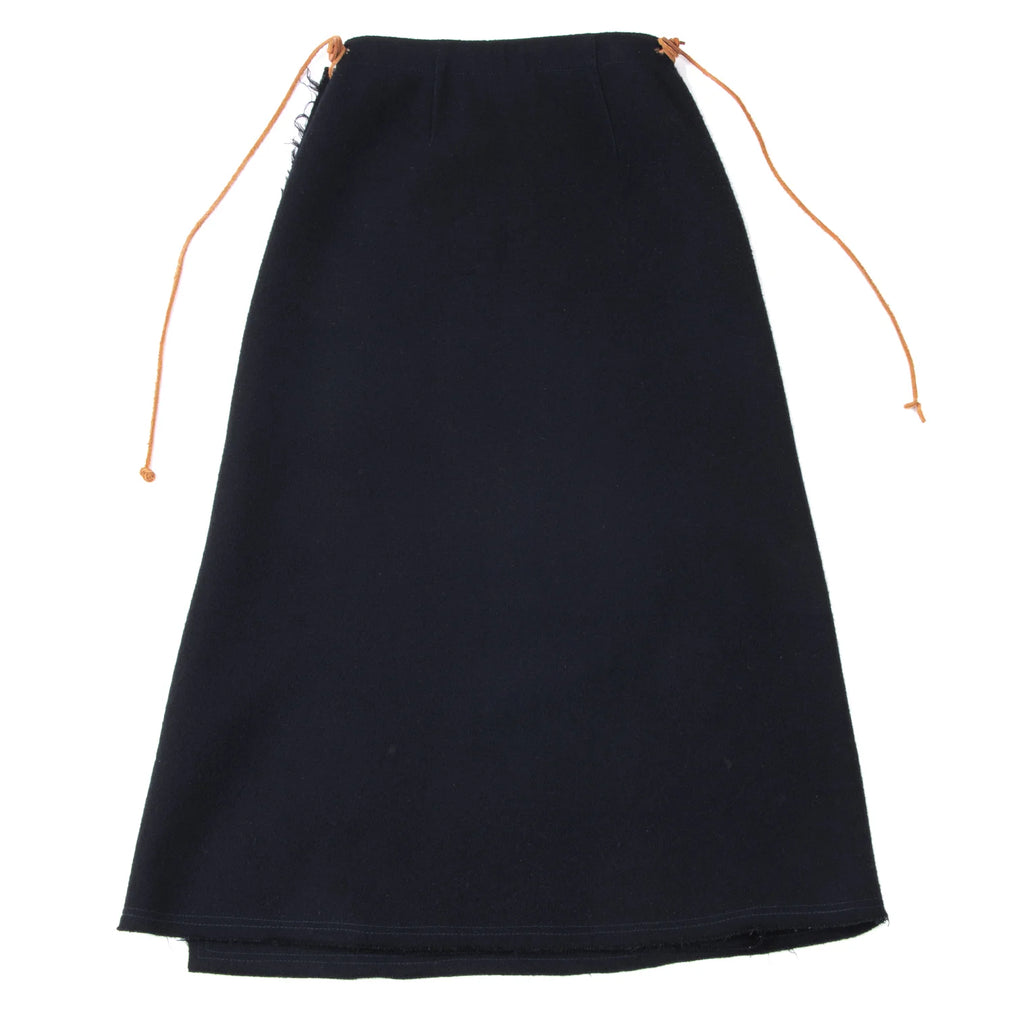45rpm 45R JAPAN. Navy Wool Cutting Wrap Skirt