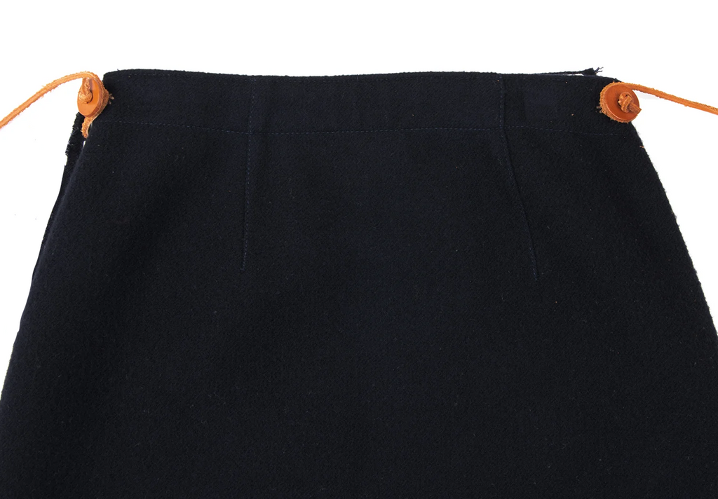 45rpm 45R JAPAN. Navy Wool Cutting Wrap Skirt