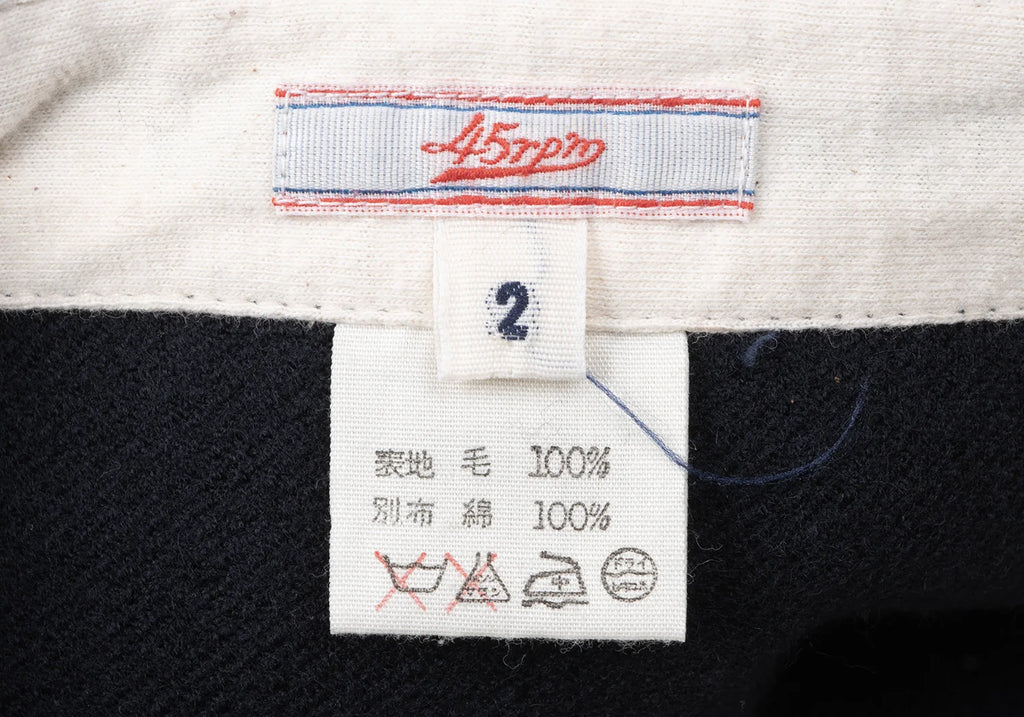45rpm 45R JAPAN. Navy Wool Cutting Wrap Skirt