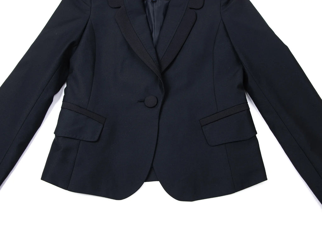Ray BEAMS JAPAN. Navy Poly Rayon Piping Jacket / Blazer