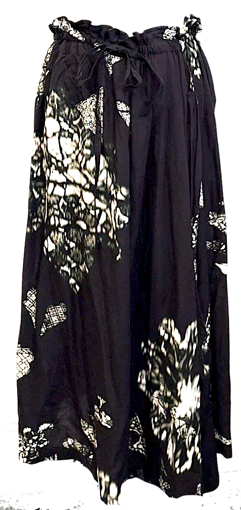 Yohji Yamamoto Japan. Y's. Drawstring Waist, Black, White, Green, Skirt