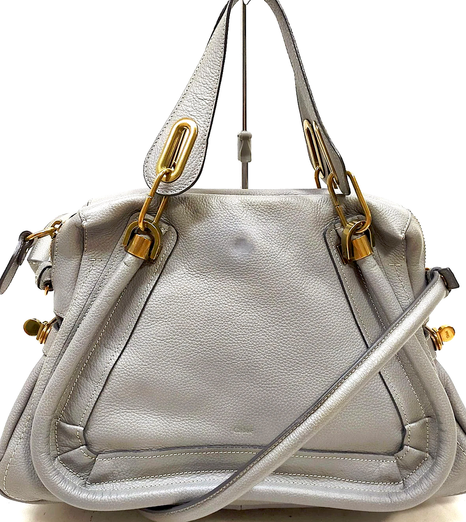 Chloe Paris. Gray Leather Crossbody Strap Shoulder Bag / Hand Bag
