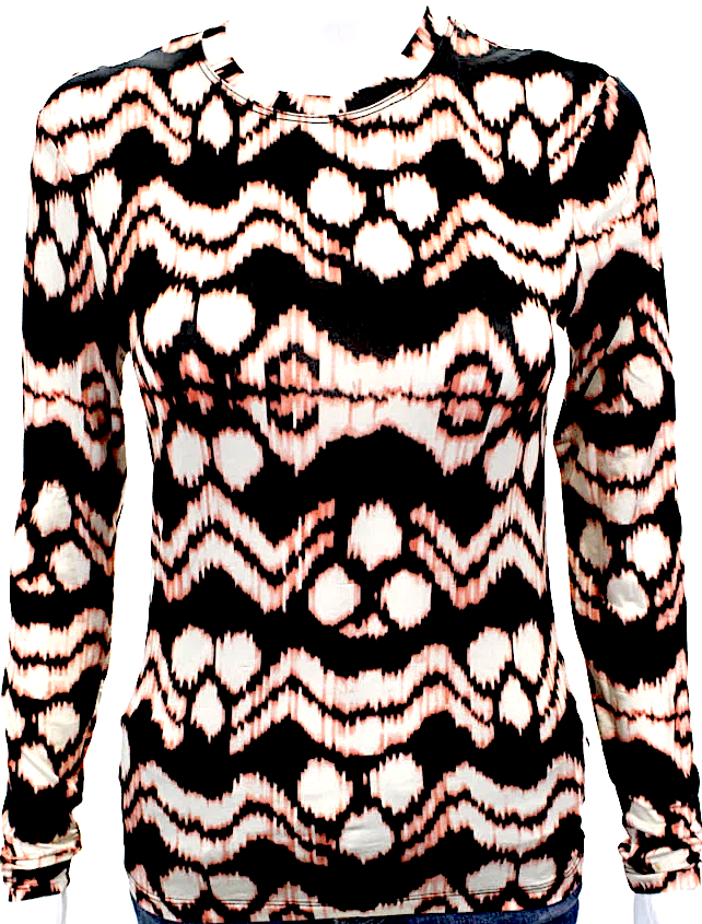 Ulla Johnson NY. Brown/Pink Ikat Print Long Sleeves Shirt