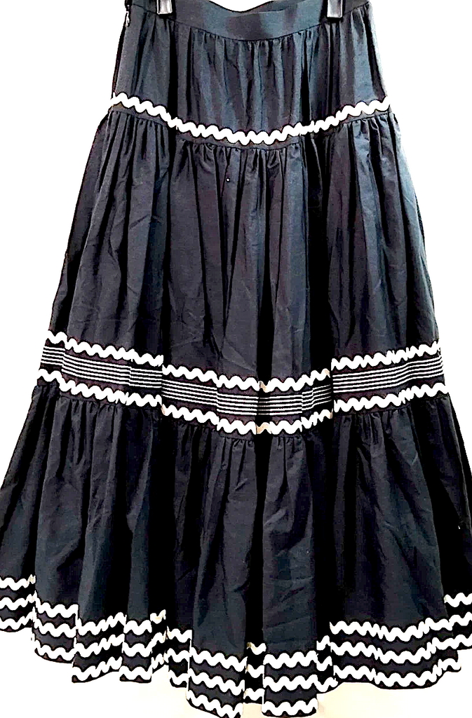 Christian Dior Paris. Black/White Accent Cotton Flare Skirt