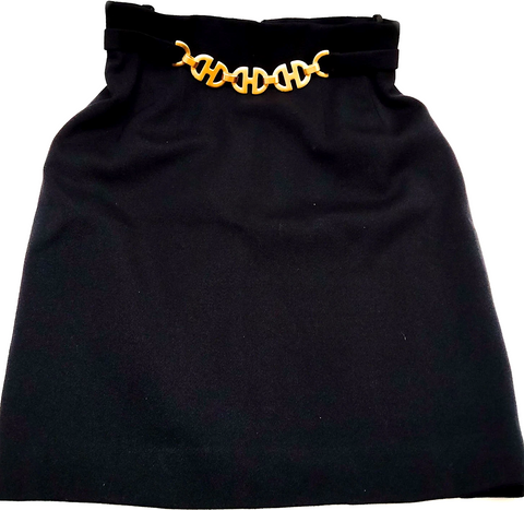 Miu Miu Italy. Black Polyester, Acetate, Nylon Front Zip Skirt