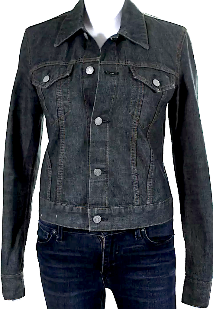 Dries Van Noten Belgium. Blue Medium Wash Collar Long Sleeve Denim Jacket