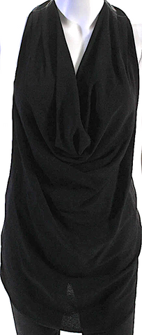 Helmut Lang NY.NEW W/TAGS. Black Silk Floral Print Scoop Neck Wrap Blouse
