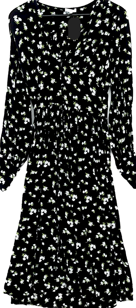 Ghost LONDON. TANYA SARNE DESIGNER. Black Floral Viscose Maxi Dress