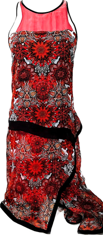 MIU MIU ITALY. Geometric Pattern Poly-Blend Abstract Mod Dress