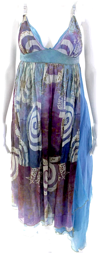 The People Of The Labyrinths Amsterdam. Multi-Colored Silk Art To Wear Graphic V Neck Flowy Dress
