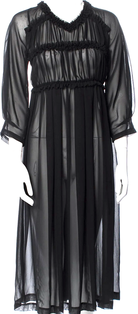 Comme des Garçons Comme des Garçons Japan. Black Semi Sheer 3/4 Sleeve Collection Dress