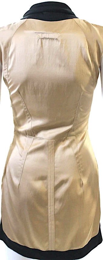 Maison Margiela Paris. MM6 Beige/Gold/Black Cowl Neck Colorblock Sheath Zip Dress