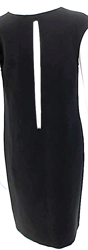 Jil Sander Navy Blue Acetate V-neck Cut-Out Back, Sleeveless Lined Shift Dress