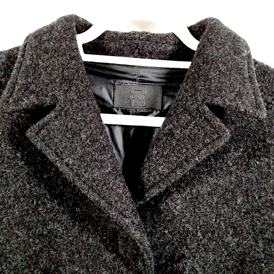 Fendi Italy. Black Wool, Polyester Coat