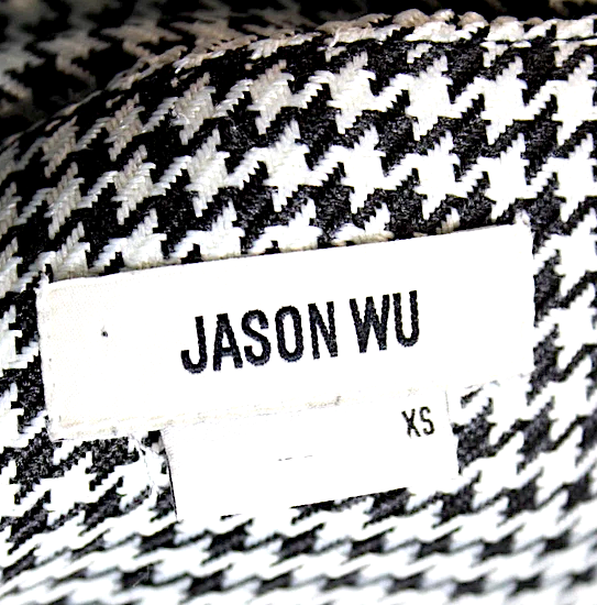 Jason Wu Long Sleeves V-Neck Wool Houndstooth Double Breasted Jacket