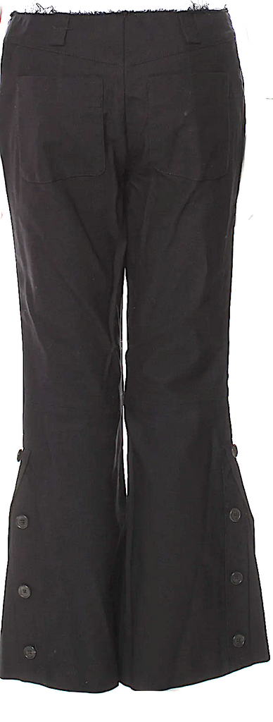 Proenza Schouler NY. Black Mid-Rise Raw-Edge Trim Wide Leg Pants