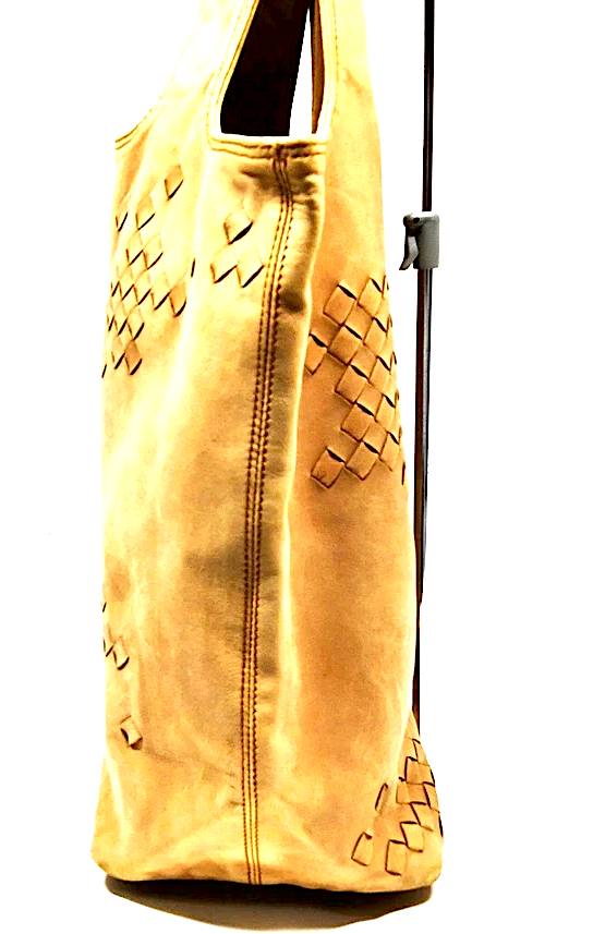 Bottega Veneta Italy Beige Lambskin Leather Shoulder Bag / Hand Bag